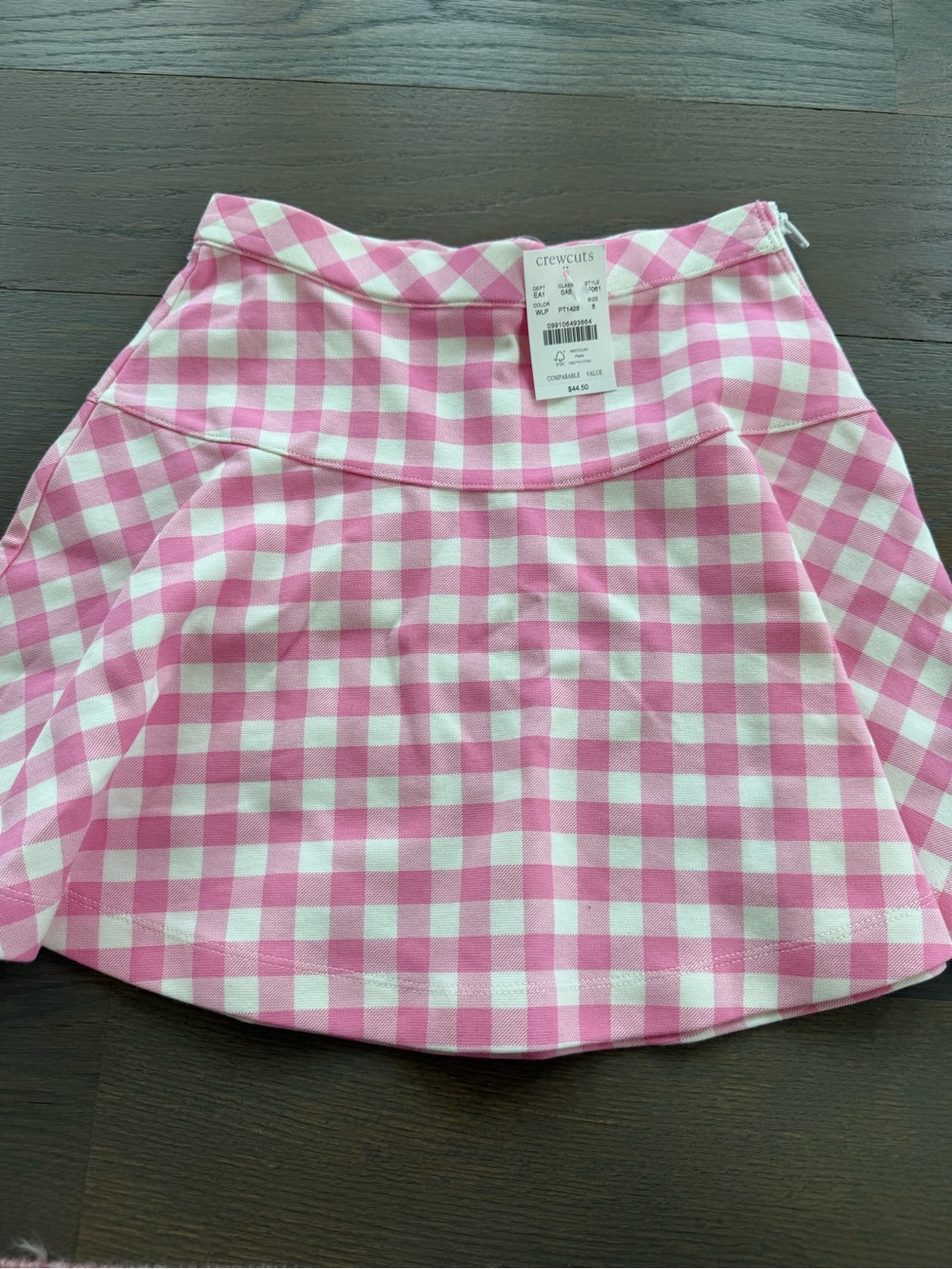 Crewcuts Pink and White Gingham Skater Skirt